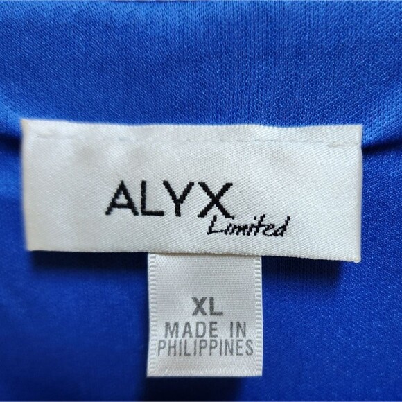 Alyx Dress XL Blue Faux Wrap Sleeveless Ruched Ruffle Party Wedding Stretchy - Picture 8 of 10